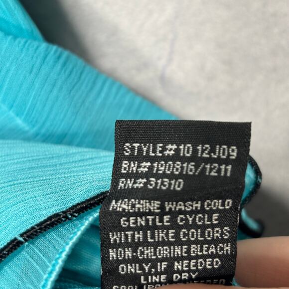 IZ Byer Sleeveless Blouse M Turquoise Black Ruffle Romantic Boho Soft Statement - Picture 5 of 12